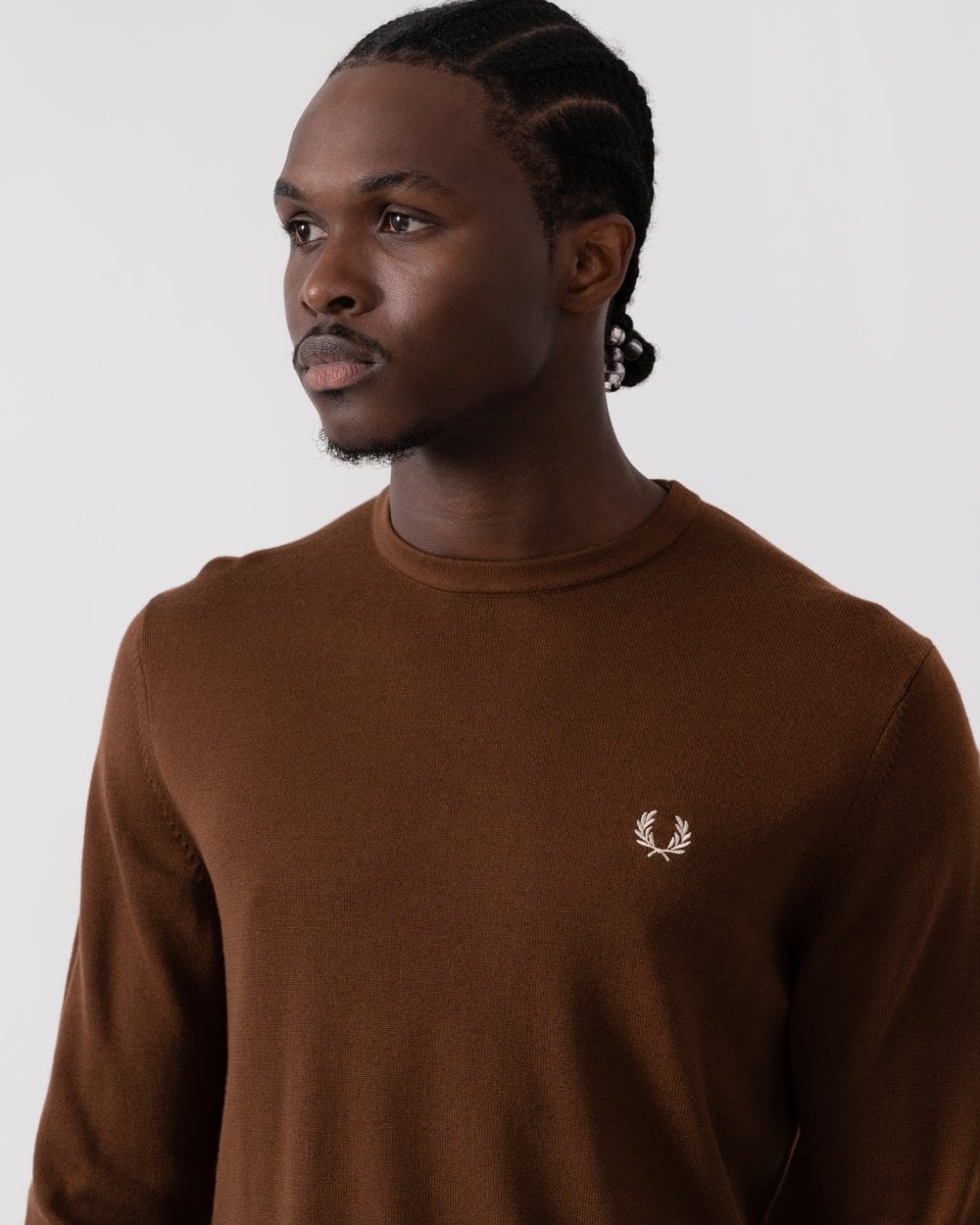 Fred Perry Mens Classic Crewneck Jumper - Whisky Brown S54