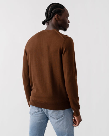 Fred Perry Mens Classic Crewneck Jumper - Whisky Brown S54