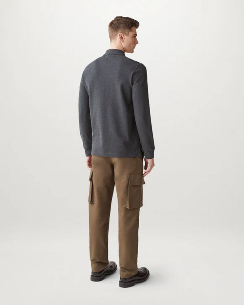 Belstaff Long Sleeved Mens Essentials Polo - Charcoal Heather
