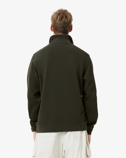 Lacoste Mens Zippered Stand-Up Collar Cotton Sweatshirt - Sapwood L7A