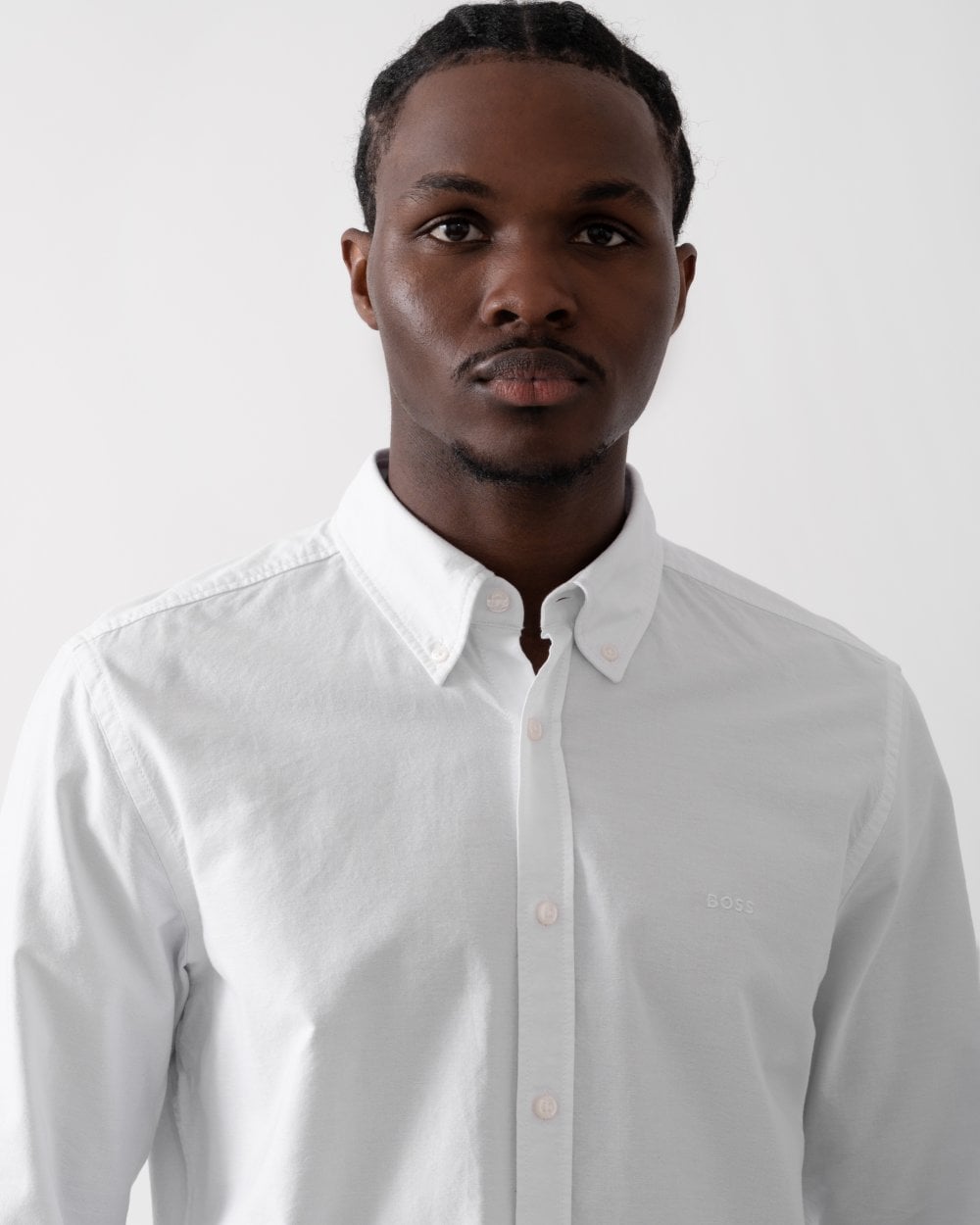 BOSS Orange Rickert Mens Long Sleeve Shirt - White 100