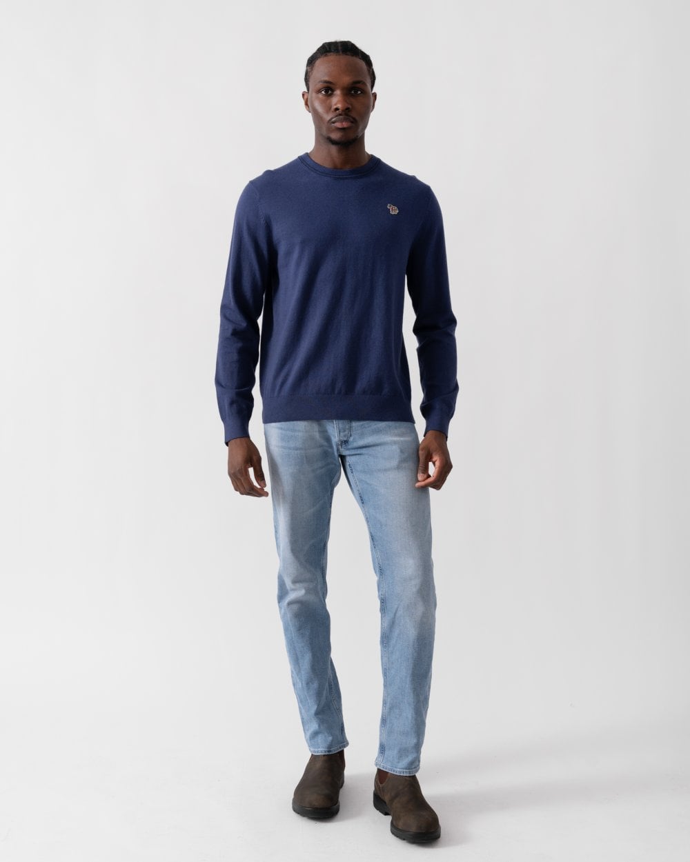PS Paul Smith Mens Zebra Badge Crew Neck Jumper - 46 Blue