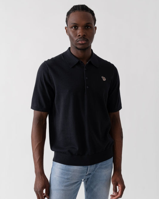 Paul Smith PS Paul Smith Mens Short Sleeve Knitted Polo Shirt With Zebra Badge
