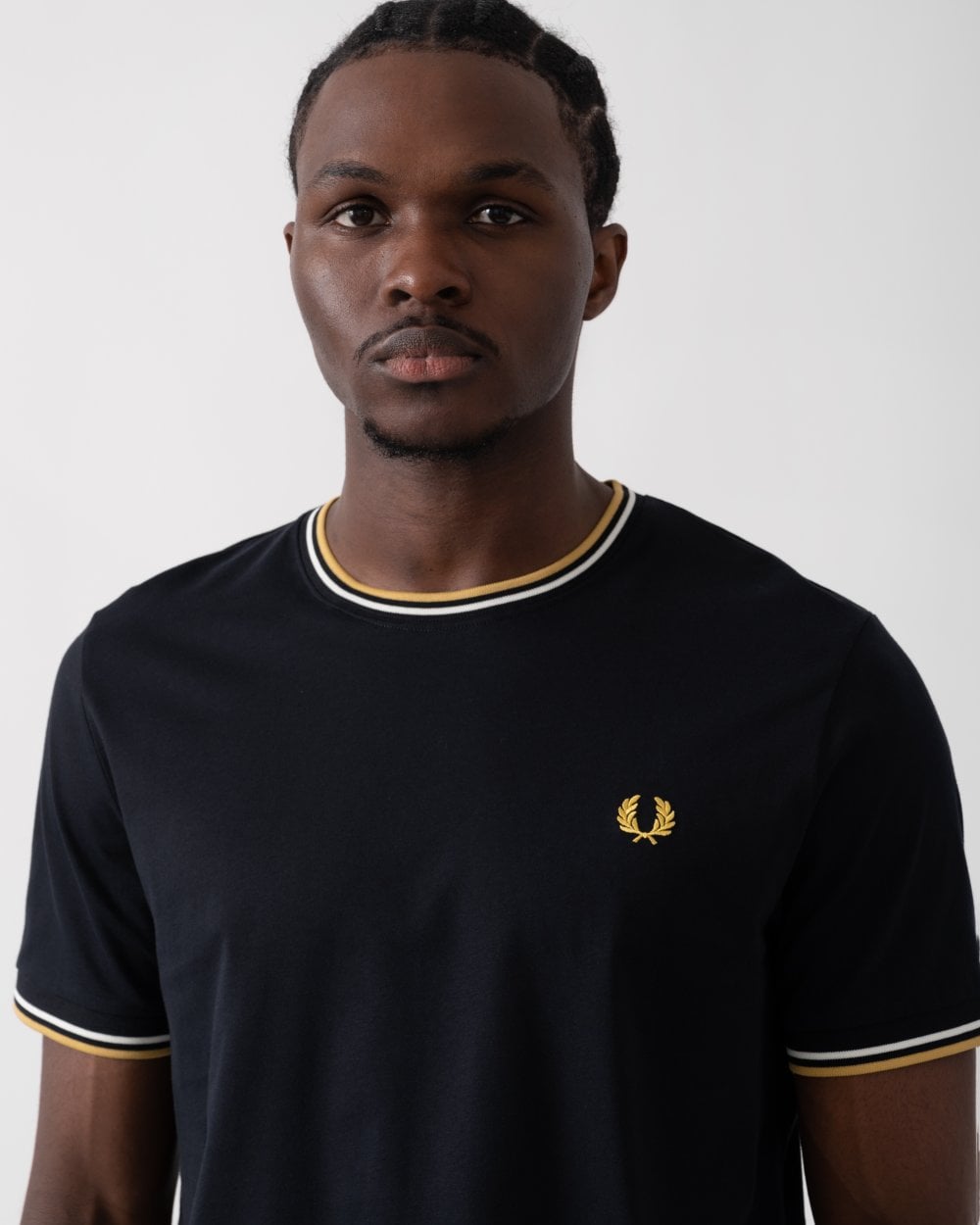 Fred Perry Mens Twin Tipped T-Shirt - Navy/Ecru/Honeycomb W53