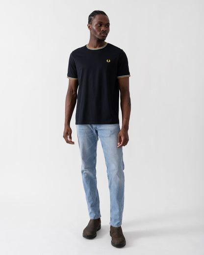 Fred Perry Mens Twin Tipped T-Shirt - Navy/Ecru/Honeycomb W53
