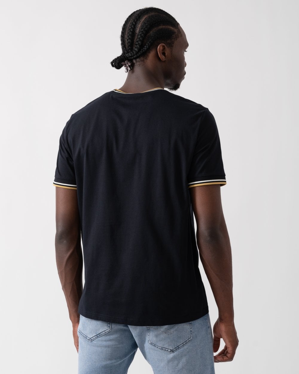Fred Perry Mens Twin Tipped T-Shirt - Navy/Ecru/Honeycomb W53