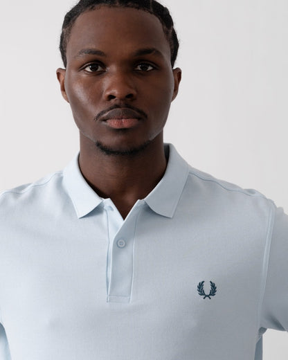Fred Perry Mens Plain Signature Polo Shirt - Light Ice/Petrol Blue W72
