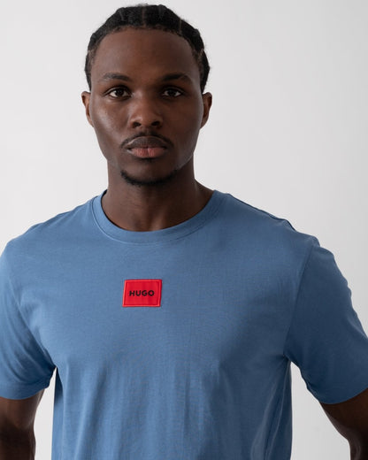 HUGO Diragolino212 Label Logo Mens T-Shirt - Medium Blue 427