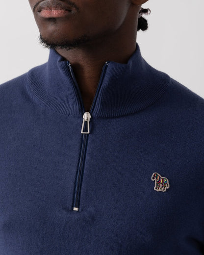 PS Paul Smith Mens Zebra Badge 1/4 Zip Jumper - 46 Blue