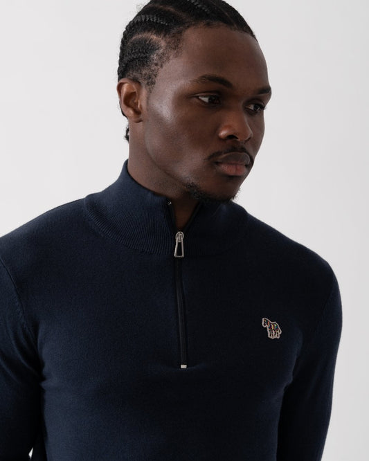 PS Paul Smith Mens Zebra Badge 1/4 Zip Jumper - 49 Very Dark Navy