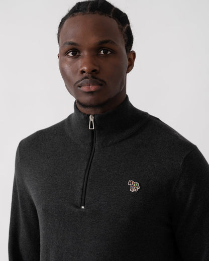 PS Paul Smith Mens Zebra Badge 1/4 Zip Jumper - 78 Charcoal