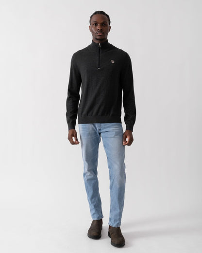 PS Paul Smith Mens Zebra Badge 1/4 Zip Jumper - 78 Charcoal