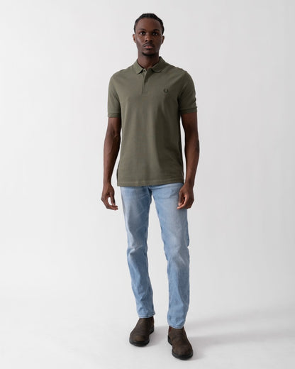 Fred Perry Mens Plain Signature Polo Shirt - Laurel Wreath Green/Night Green W49