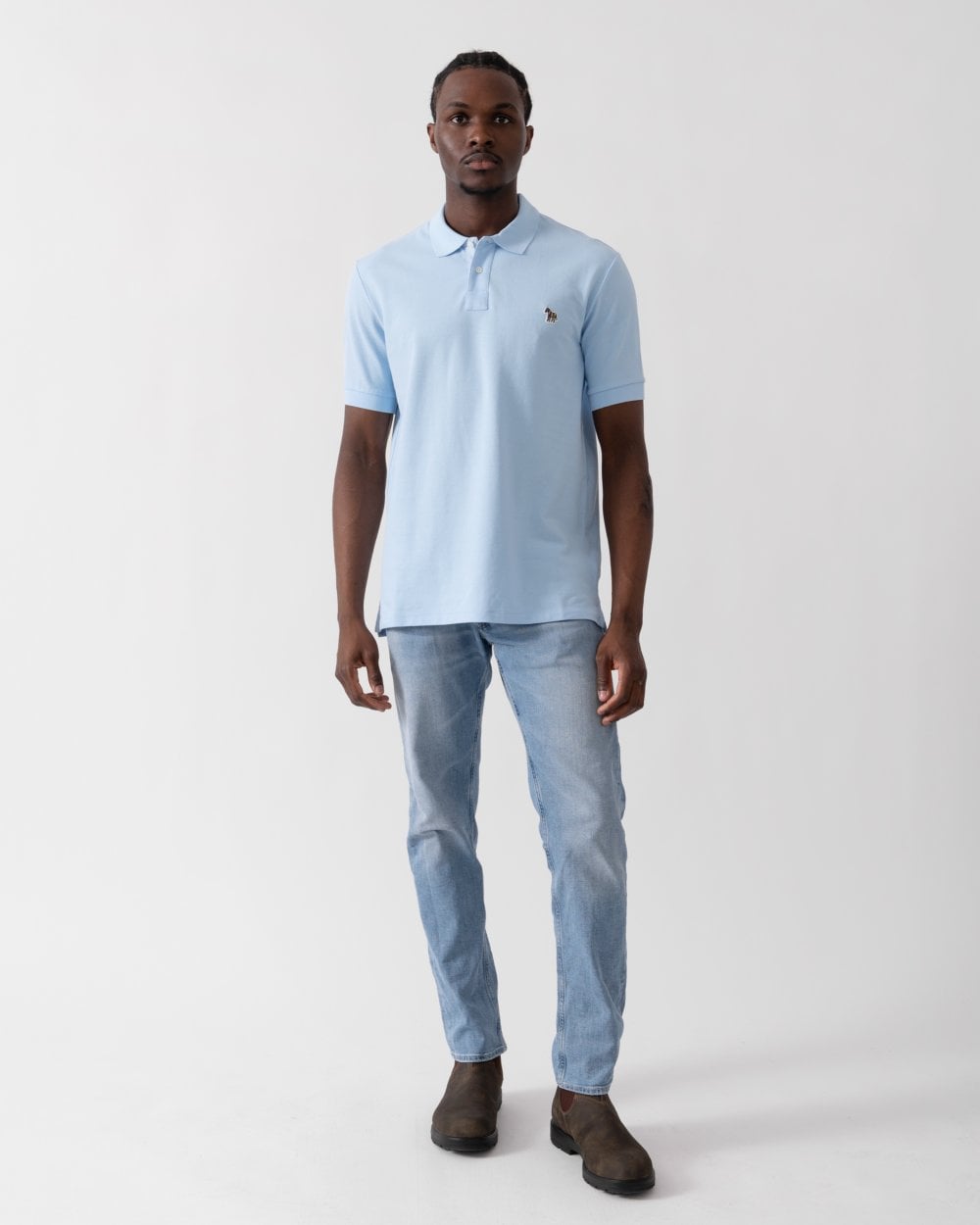 PS Paul Smith Mens Regular Fit Cotton-Piqué Zebra Logo Polo Shirt - 41E Blue