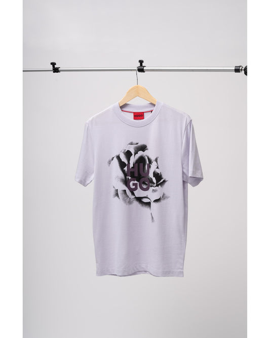 HUGO Dignitey Mens T-shirt with Floral Artwork and Logo