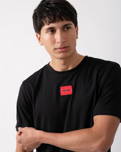 HUGO Diragolino212 Label Logo Mens T-Shirt NOS - Black 001
