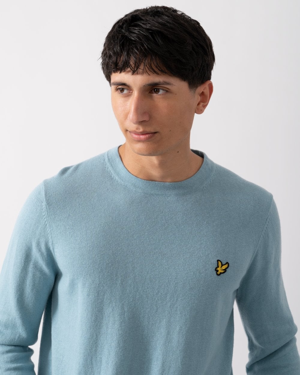 Lyle & Scott Cotton Merino Mens Crew Neck Jumper - X304 Blue Smoke
