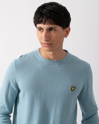 Lyle & Scott Cotton Merino Mens Crew Neck Jumper - X304 Blue Smoke