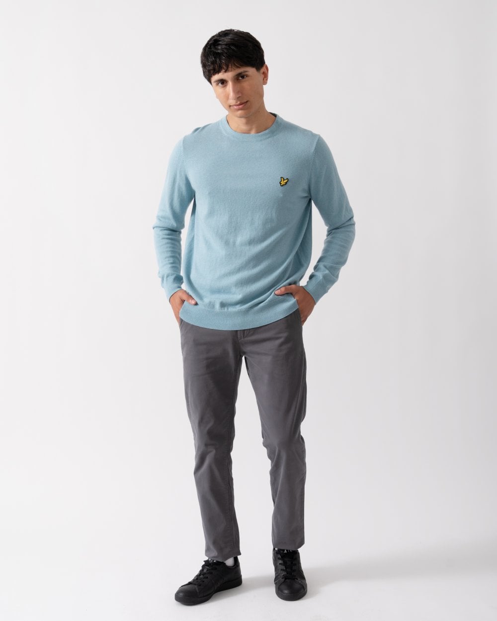 Lyle & Scott Cotton Merino Mens Crew Neck Jumper - X304 Blue Smoke