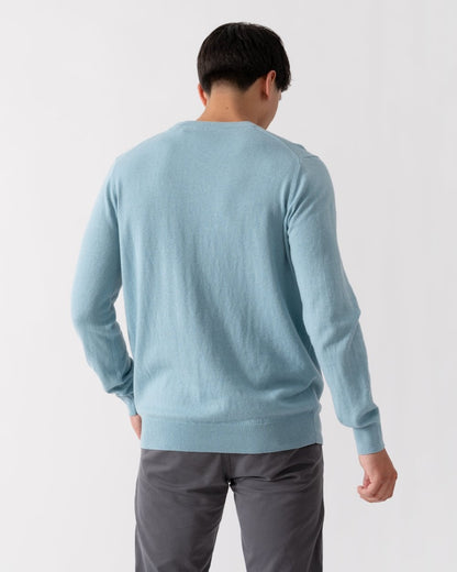 Lyle & Scott Cotton Merino Mens Crew Neck Jumper - X304 Blue Smoke