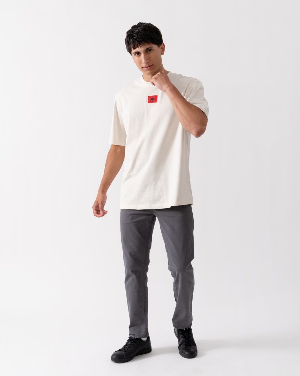 HUGO x RB Drambok Mens Relaxed Fit T-Shirt with Signature Bull Motif - Natural 121