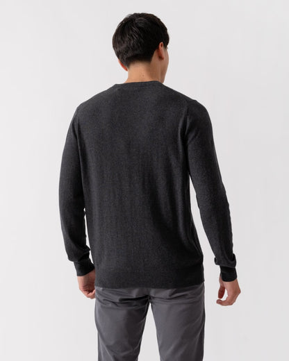 Lyle & Scott Cotton Merino Mens Crew Neck Jumper - 398 Charcoal Marl