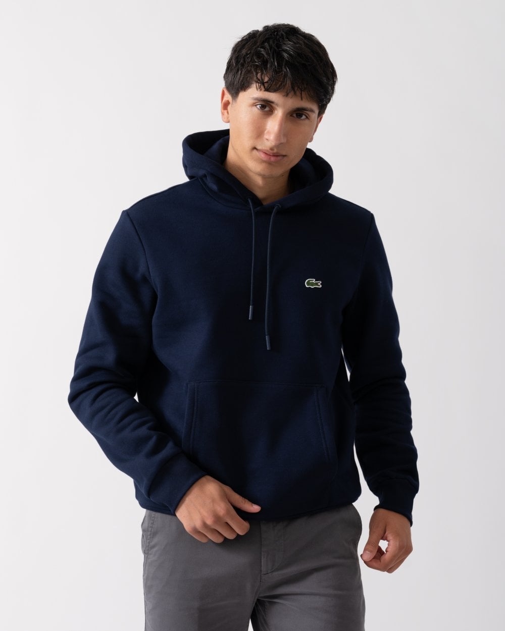 Lacoste Mens Fleece Hoodie - Navy Blue 166 - CHO - Designer Mens Hoodies