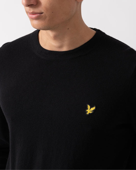 Lyle & Scott Cotton Merino Mens Crew Neck Jumper - Z865 Jet Black
