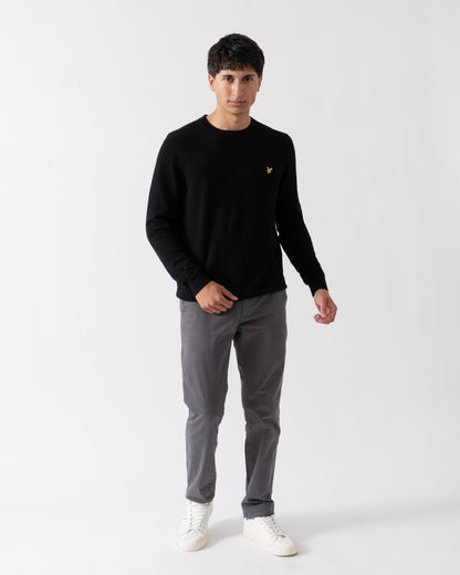 Lyle & Scott Cotton Merino Mens Crew Neck Jumper - Z865 Jet Black
