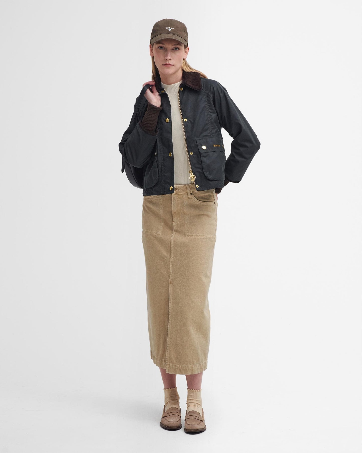 Barbour Cropped Beadnell Womens Wax Jacket - Sage/Ancient