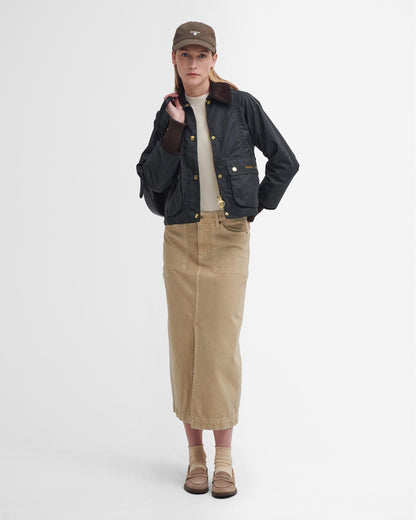 Barbour Cropped Beadnell Womens Wax Jacket - Sage/Ancient