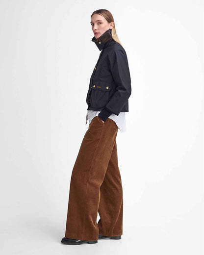 Barbour Cropped Beadnell Womens Wax Jacket - Black/Classic