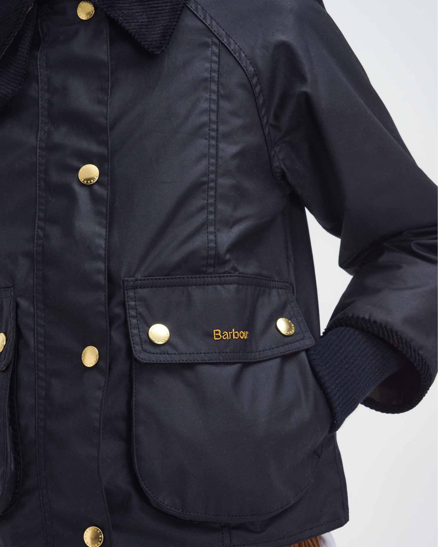 Barbour Cropped Beadnell Womens Wax Jacket - Black/Classic