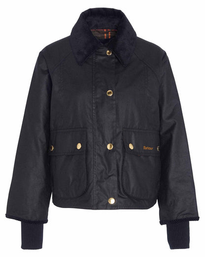 Barbour Cropped Beadnell Womens Wax Jacket - Black/Classic