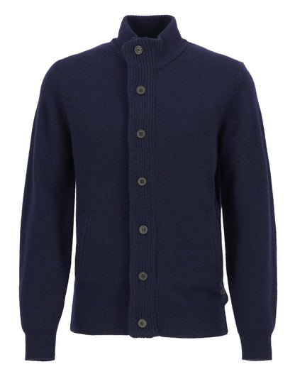 Barbour Patch Buttoned Full-Zip Mens Knit - Navy