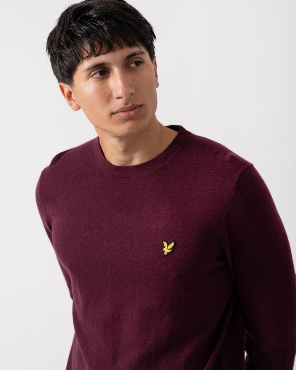 Lyle & Scott Cotton Merino Mens Crew Neck Jumper - Z562 Burgundy
