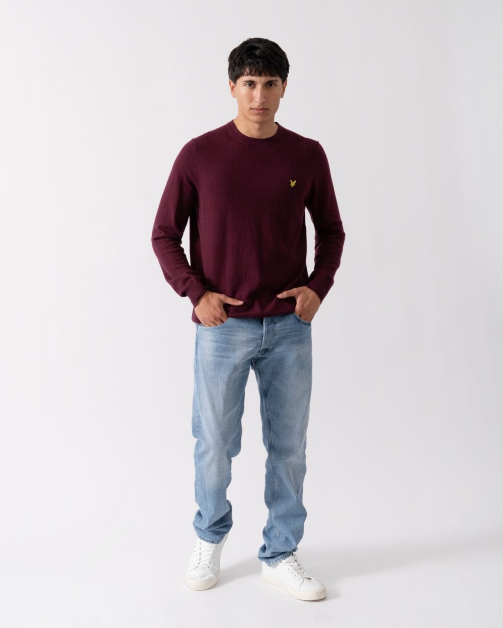 Lyle & Scott Cotton Merino Mens Crew Neck Jumper - Z562 Burgundy