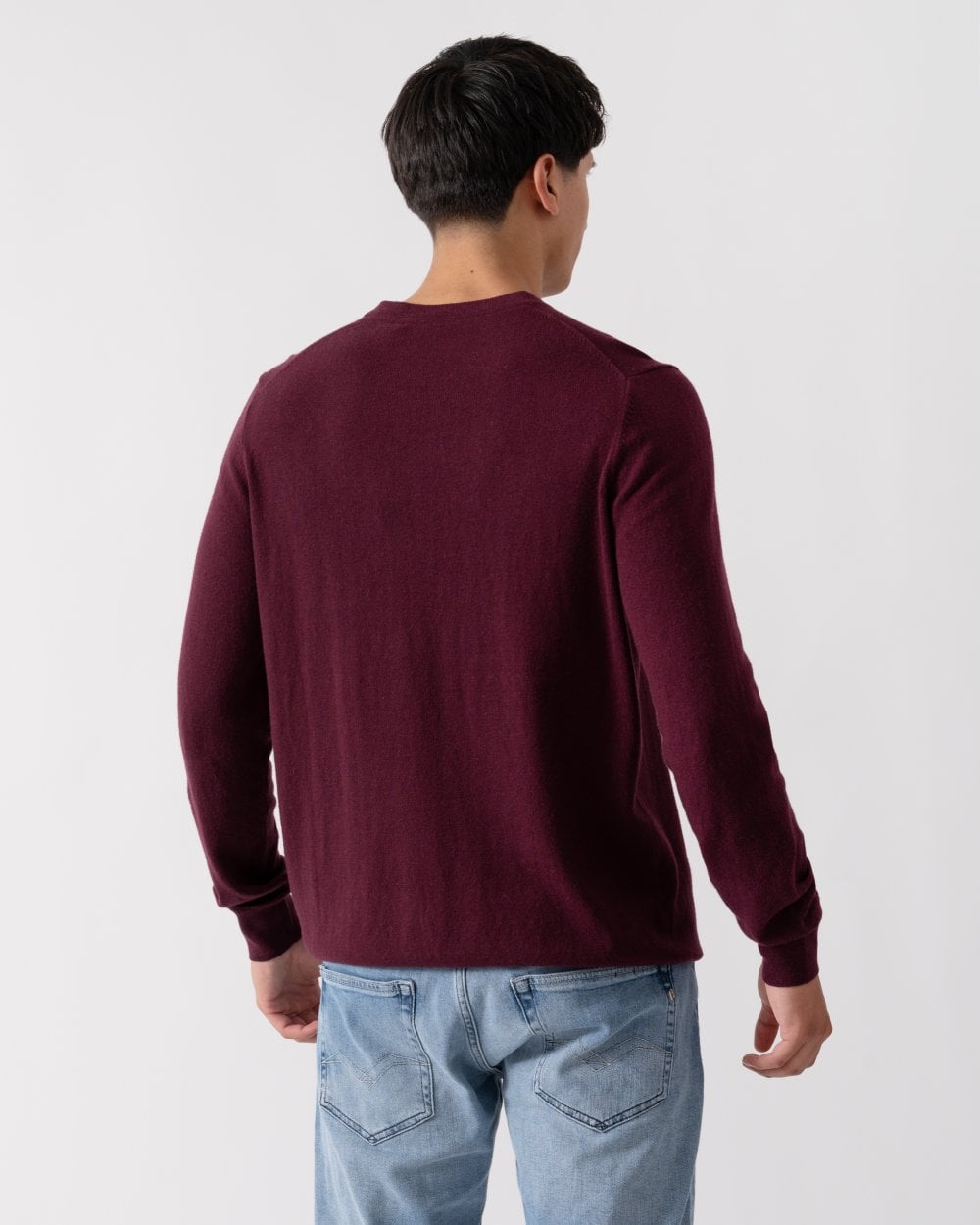 Lyle & Scott Cotton Merino Mens Crew Neck Jumper - Z562 Burgundy