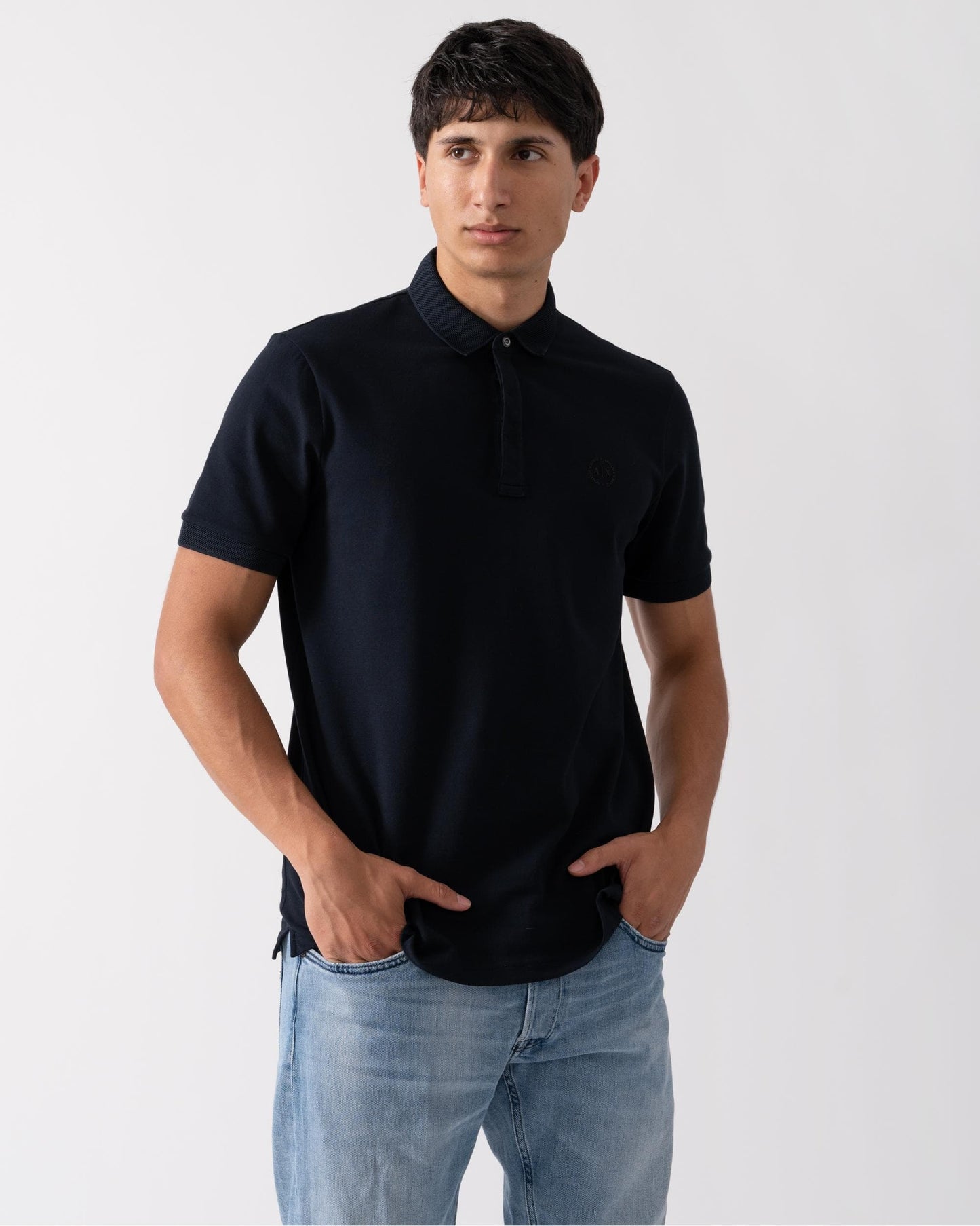 Armani Exchange Mens Short Sleeve Micro Logo Polo Shirt