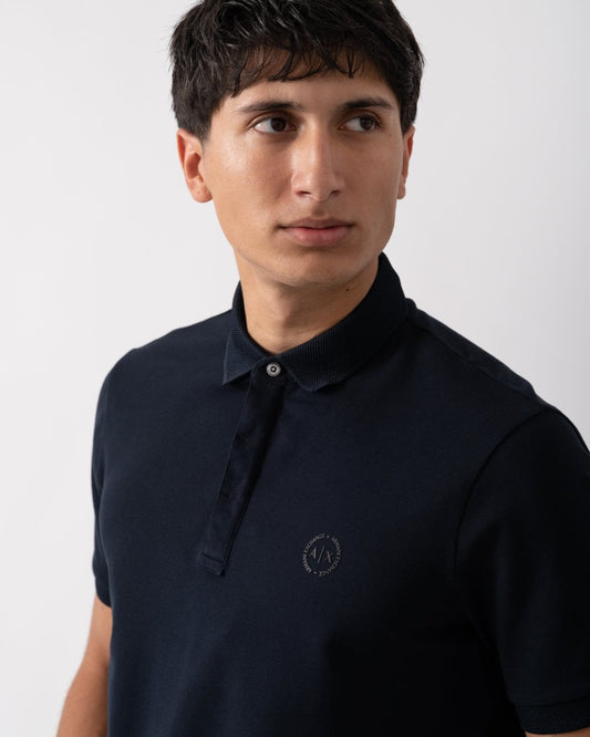 Armani Exchange Mens Short Sleeve Micro Logo Polo Shirt - Navy 1510