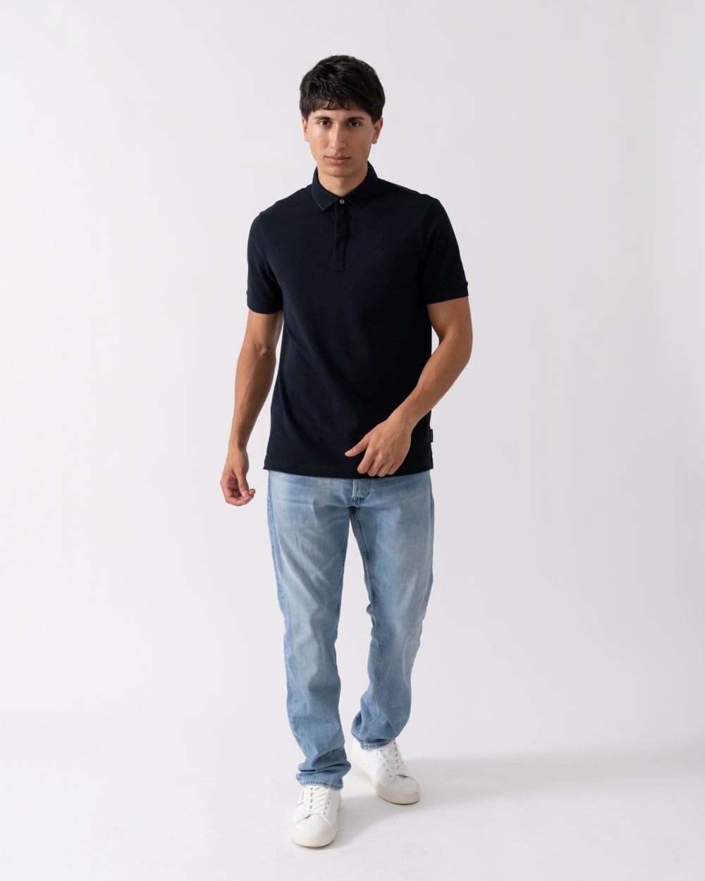 Armani Exchange Mens Short Sleeve Micro Logo Polo Shirt - Navy 1510