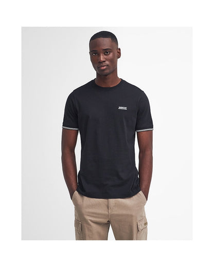 Barbour International Philip Mens Tipped Cuff Tailored T-Shirt - Black