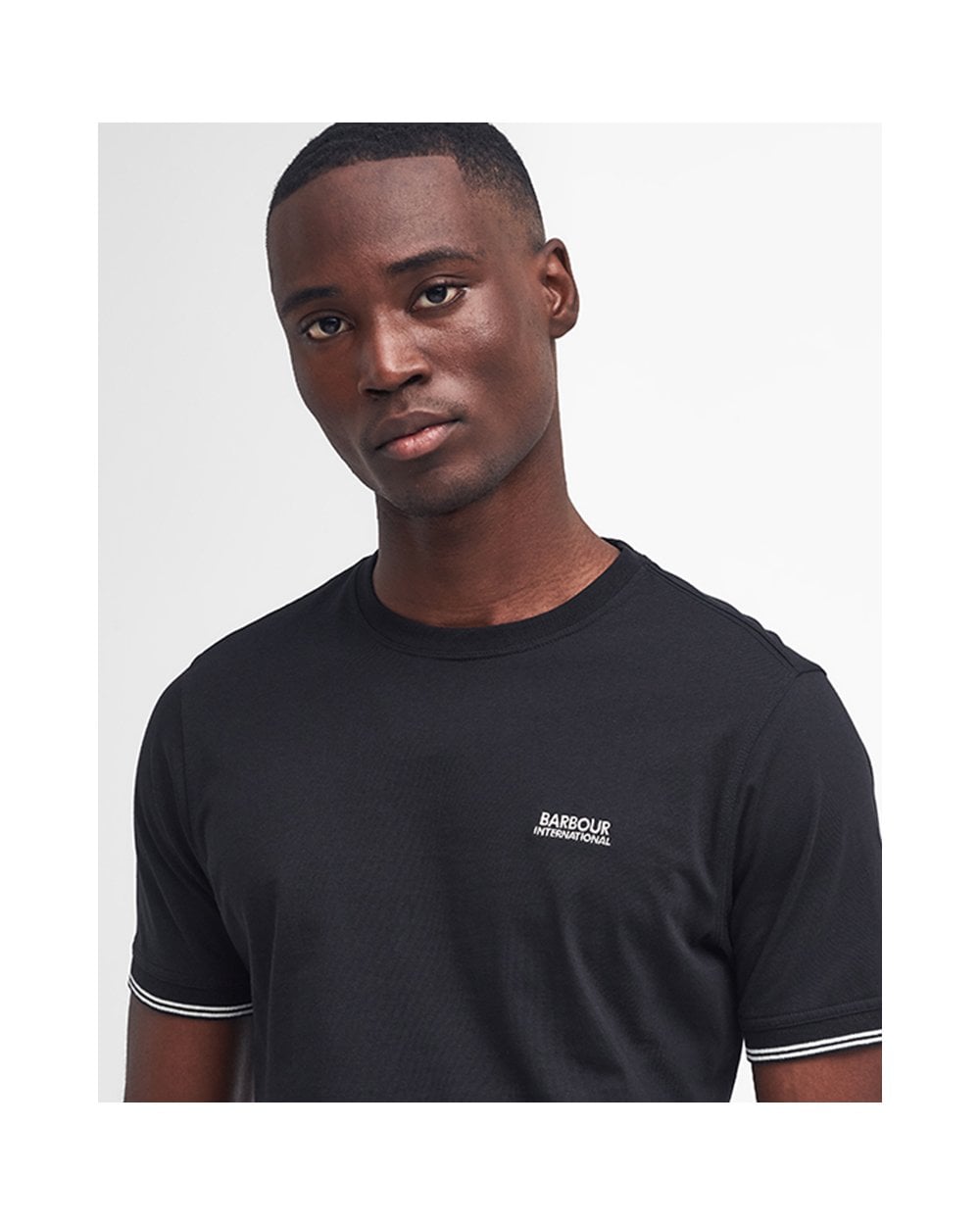 Barbour International Philip Mens Tipped Cuff Tailored T-Shirt - Black