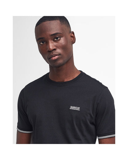 Barbour International Philip Mens Tipped Cuff Tailored T-Shirt - Black