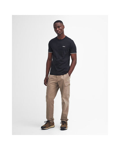 Barbour International Philip Mens Tipped Cuff Tailored T-Shirt - Black