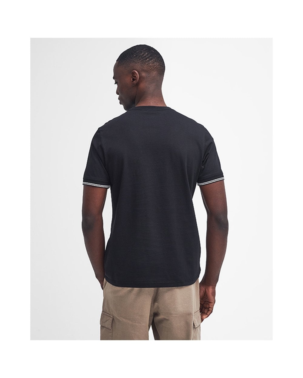 Barbour International Philip Mens Tipped Cuff Tailored T-Shirt - Black