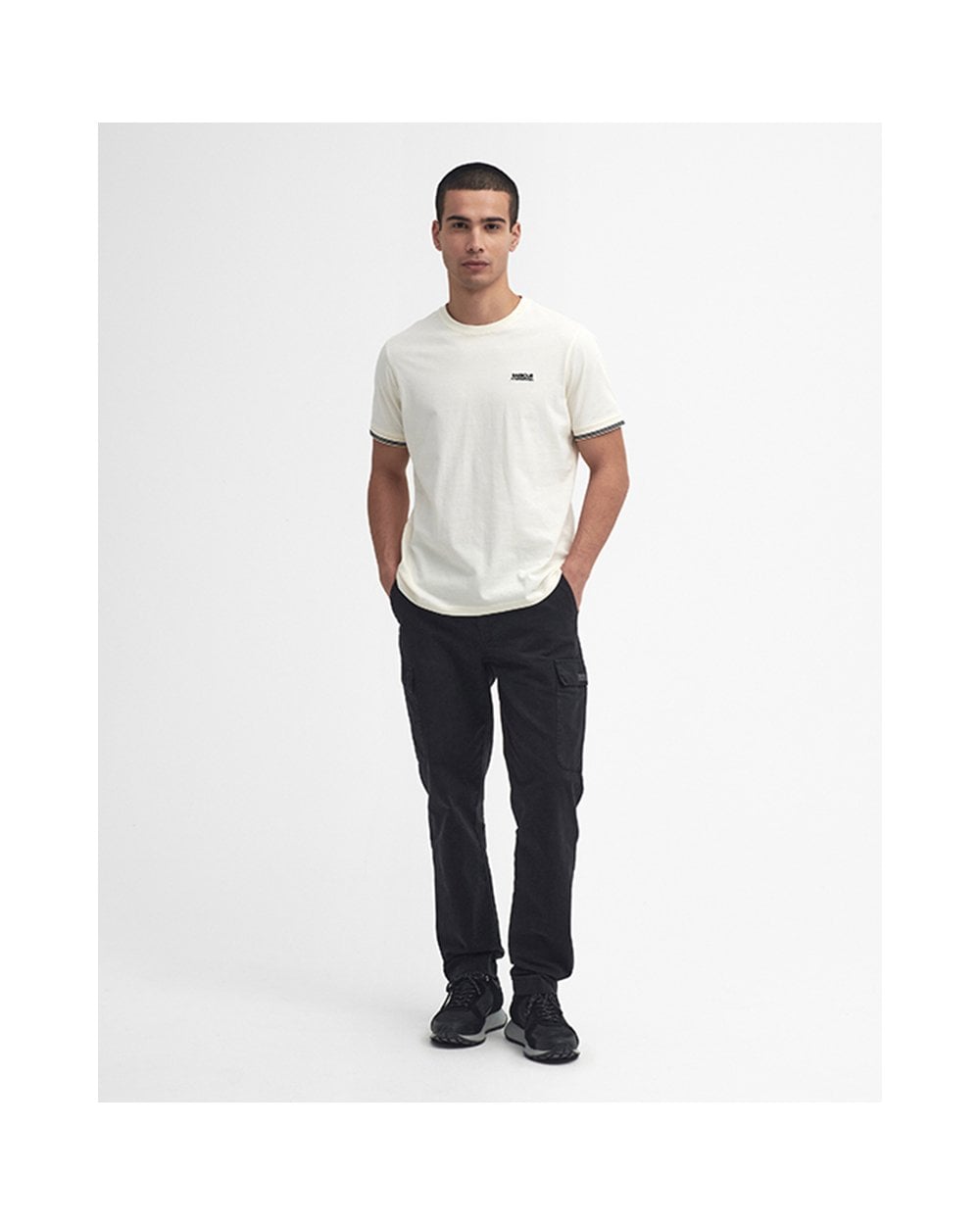 Barbour International Philip Mens Tipped Cuff Tailored T-Shirt - Whisper White
