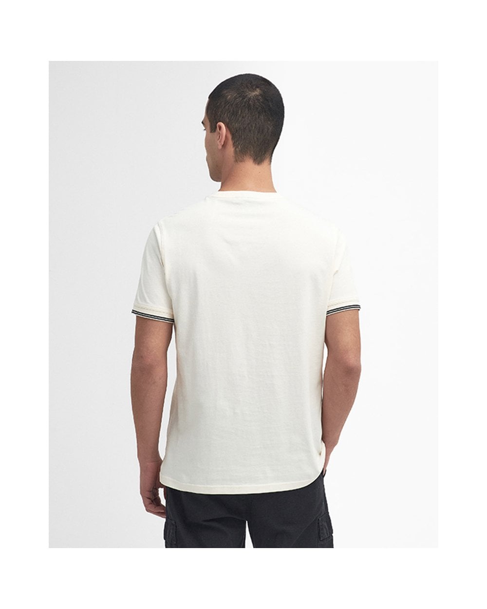 Barbour International Philip Mens Tipped Cuff Tailored T-Shirt - Whisper White