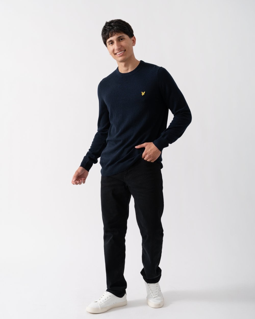 Lyle & Scott Cotton Merino Mens Crew Neck Jumper - Z271 Dark Navy