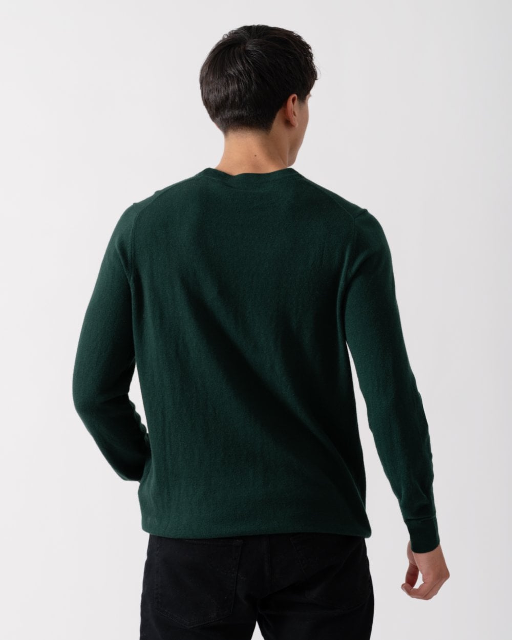 Lyle & Scott Cotton Merino Mens Crew Neck Jumper - W486 Dark Green